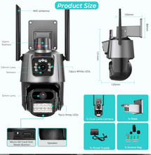 Load image into Gallery viewer, 8MP 4K Wifi Camera Dual Lens Security Protection Waterproof Security CCTV Video Surveillance Camera Light Alarm IP Camera