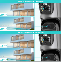 Load image into Gallery viewer, 8MP 4K Wifi Camera Dual Lens Security Protection Waterproof Security CCTV Video Surveillance Camera Light Alarm IP Camera