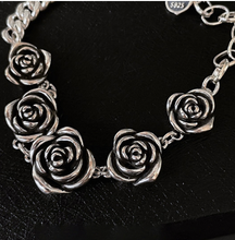 Load image into Gallery viewer, Vintage Silver Rose Flower Necklace