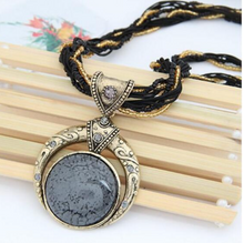Load image into Gallery viewer, Vintage Ethnic Retro Bohemia Style Multilayer Beads Chain Stone Pendant Necklace