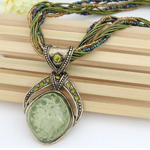 Load image into Gallery viewer, Vintage Ethnic Retro Bohemia Style Multilayer Beads Chain Stone Pendant Necklace