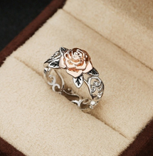 Load image into Gallery viewer, Exquisite Silver Colour Solid 14k Rose Flower Ring