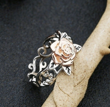 Load image into Gallery viewer, Exquisite Silver Colour Solid 14k Rose Flower Ring