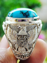 Load image into Gallery viewer, Vintage Ring Selection - Geometric Natural Zircon Turquoise Stone