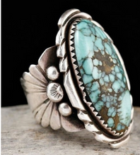 Load image into Gallery viewer, Vintage Ring Selection - Geometric Natural Zircon Turquoise Stone