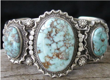 Load image into Gallery viewer, Vintage Ring Selection - Geometric Natural Zircon Turquoise Stone