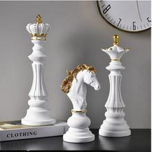 Load image into Gallery viewer, Nordic Sculpture Golden Chess Book Shelf Accessories x3 - Office Home & Living