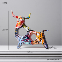 Load image into Gallery viewer, Nordic Sculpture Designer Bull Statue x2 Book Shelf Accessories - Office Home & Living