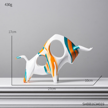 Load image into Gallery viewer, Nordic Sculpture Designer Bull Statue x2 Book Shelf Accessories - Office Home & Living