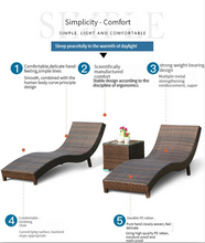 Load image into Gallery viewer, Luxury Plus Furniture - Nordic Rattan Sun Bed Lounger 3 Piece (Balcony, Patio, Courtyard, Pool)