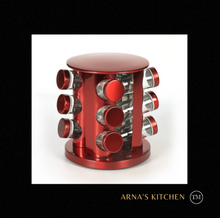 Load image into Gallery viewer, "Arna Lisa" Royal Collection - Luxury Rotary Seasoning Set 12 High Quality Red/Gold/Silver