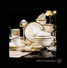 Load image into Gallery viewer, "Arna Lisa" Royal Collection - Luxury 58 Piece Bone China Dinnerware Gold