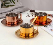 Load image into Gallery viewer, "Arna Lisa" Royal Collection - Luxury Stainless Steel Cup + Saucer + Spoon x 6 Sets