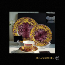 Load image into Gallery viewer, "Arna Lisa" Royal Collection - 24 Piece Porcelain Dinnerware Set for 6 (Leopard Print Pink)