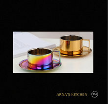 Load image into Gallery viewer, "Arna Lisa" Royal Collection - Luxury Stainless Steel Cup + Saucer + Spoon (Camping Quality)