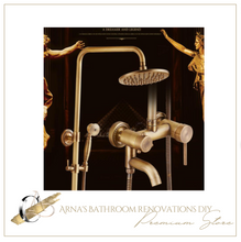 Load image into Gallery viewer, "Arna" Collection - Antique Brass Shower Head Mixer Set Combo