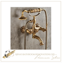 Load image into Gallery viewer, "Arna" Collection - Bathtub Faucet Wall Mounted Antique Bronze Craved Bathtub Mixer Tap with Hand Shower