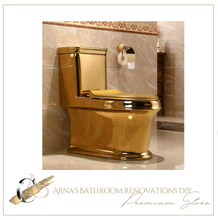 Load image into Gallery viewer, Artistic Plain Golden One Piece Close stool Siphon Flushing S-Trap Floor Mounted Luxious Villa Bathroom Seat Toilet