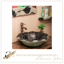 Load image into Gallery viewer, "Arna Collection" Classical Wash Basin Art Lotus Leaf & Faucet Set