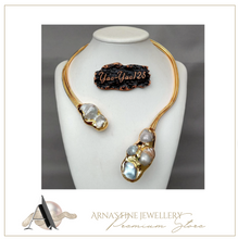 Load image into Gallery viewer, White Keshi Pearl 18 K Yellow Gold Plated Choker Necklace