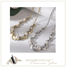 Load image into Gallery viewer, Luxury Plus Gold or Silver Pearl Necklace + Earrings