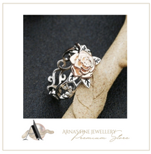 Load image into Gallery viewer, Exquisite Silver Colour Solid 14k Rose Flower Ring