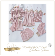 Load image into Gallery viewer, "Arna" Collection - Quality Lace 5 Piece Satin Sleepwear