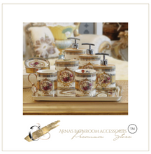 Load image into Gallery viewer, "Arna Lisa" Royal Collection - Luxury Bone China 8 Piece Bathroom Set - Gift Boxed