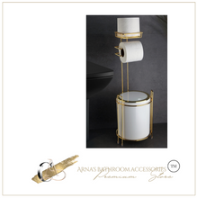 Load image into Gallery viewer, Luxury Toilet Paper Holder & Trash/Rubbish Tin/Bin Combo