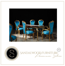 Load image into Gallery viewer, "Arna Royal Victorian Collection" Luxury Plus Furniture - Exquisite Golden/Blue Dining Table & Chairs