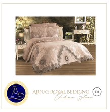 Load image into Gallery viewer, "Arna Lisa" Royal Bedding Set - 7 Piece French Lace Embriodery