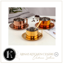 Load image into Gallery viewer, "Arna Lisa" Royal Collection - Luxury Stainless Steel Cup + Saucer + Spoon x 6 Sets