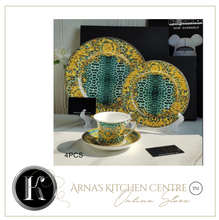 Load image into Gallery viewer, "Arna Lisa" Royal Collection - 24 Piece Porcelain Dinnerware Set for 6 (Leopard Print Green)