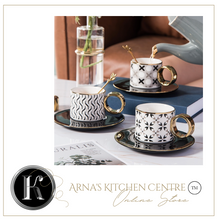 Load image into Gallery viewer, "Arna Lisa" Royal Collection - Luxury Gold Set of 6 Bone China Cup And Saucer Designer X