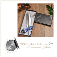 Load image into Gallery viewer, Gold Feather Pen Metal Fountain pen Inserted Ink Set Vintage Silver Feather Pen Student Office Supplies - Gift