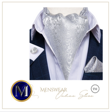 Load image into Gallery viewer, Luxury Mens Silk Tie Handkerchief Cufflinks & Neck Tie Ring - Many Colours & Sizes