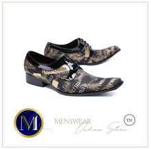 Load image into Gallery viewer, Men Shoes Square Toe Lace-up Formal Black Gold Retro Shoes - Many Sizes
