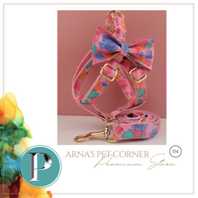 Load image into Gallery viewer, Luxury Pet Leash Engraved Name ID Tag + Harness + Bow Tie - Free Engraving Personalise (all Sizes) Many Styles