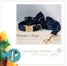 Load image into Gallery viewer, Luxury Pet Leash Engraved Name ID Tag + Collar + Bow - Free Engraving Personalise (all Sizes)