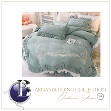 Load image into Gallery viewer, "Arna Lisa Royal Collection" - New Luxury White 100% Cotton Floral Embroidery Bedding Set