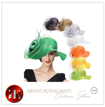 Load image into Gallery viewer, "Arna Collection" Luxury Hats - Unique Satin & Horse Hair with Feathers