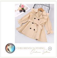 Load image into Gallery viewer, Arna Royal Gown Collection - Girls Overcoat Windproof Double Breasted Trench Coat - Many Sizes