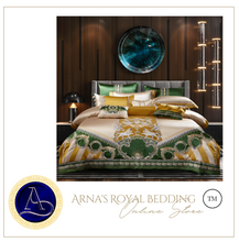 Load image into Gallery viewer, "Arna Lisa" Royal Collection - Luxury Vintage Brocade Jacquard Egyptian Cotton Lion Embroidered - Queen 12 Piece