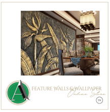 Load image into Gallery viewer, "Arna" Collections - DIY - Custom Photo Wallpaper Mural Golden Sculpture Wall Background Wall 3D