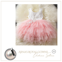 Load image into Gallery viewer, "Arna" Royal Gown Collection - Girls Princess Dress Tutu Baptism Newborn Infant Girl Party Dress