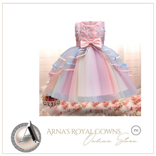 Load image into Gallery viewer, "Arna" Royal Gown Collection - Flower Dresses For Girls Elegant Rainbow Tutu Ball Gown 4-10 Year
