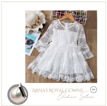 Load image into Gallery viewer, "Arna" Royal Gown Collection - White Lace Princess Dress For Girls