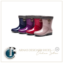 Load image into Gallery viewer, Luxury Lady New Women PVC Fur Warm Rain Boots - Low Heel Jelly Rubber Boots Candy Colours