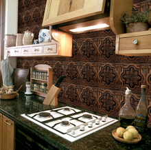 Load image into Gallery viewer, "Arna" Collections - DIY - Custom Crystal Film Covered Retro Metal Pattern Ceramic Tiles x20 Adhesive