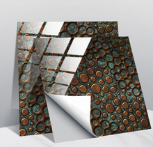 Load image into Gallery viewer, "Arna" Collections - DIY - Custom Crystal Film Covered Retro Metal Pattern Ceramic Tiles x20 Adhesive